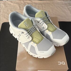 On Cloud with box. Worn one time. 9/12  White and Olive Sneakers